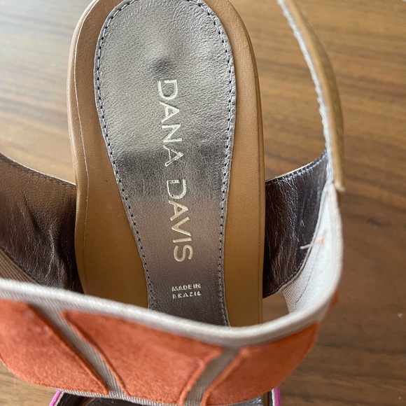 ‼️SALE‼️DANA DAVIS Annie Rattan Pump Sandal pink and orange size 7.5 - Picture 5 of 5